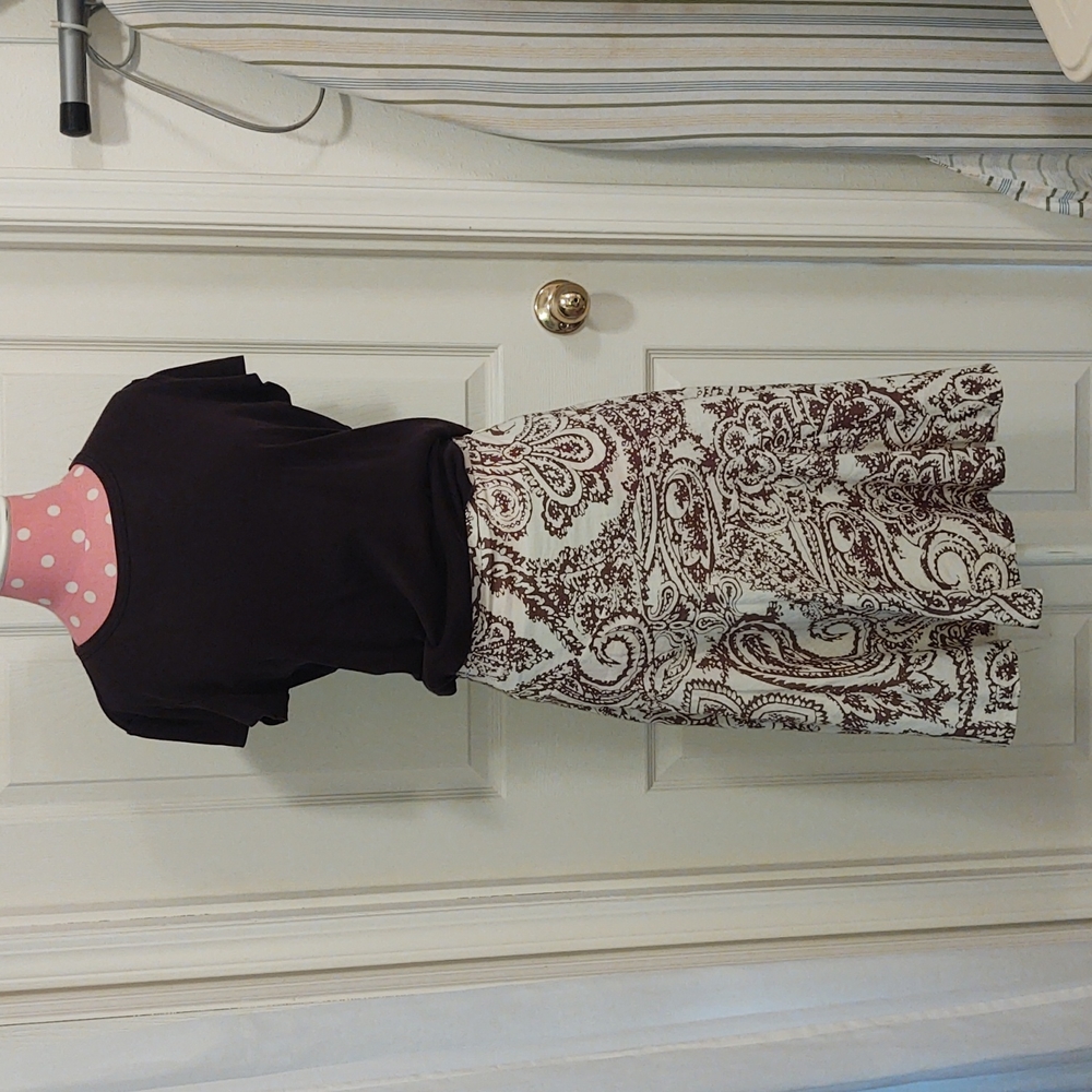 GAP Lined Cotton Skirt Size 2 Brown and Cream Paisley